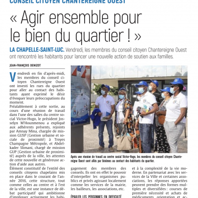 Article de l'Est Éclair sur notre action solidaire de cette année 2021
